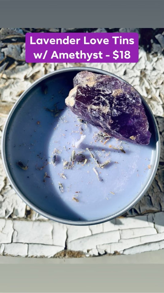 “Lavender Love” (Tin Candle w/ Amethyst)